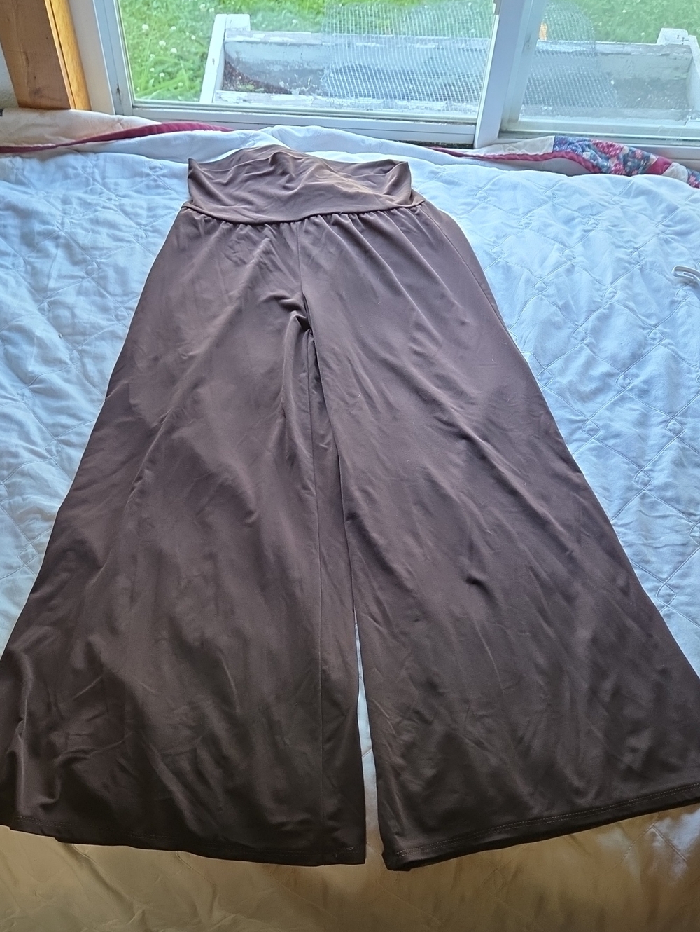 High-Waist Wide-Leg Brown Jumpsuit Pants Versailles Small